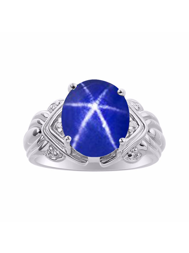 Rylos Ring with 12X10MM Gemstone & Diamonds  Striking Ring for Middle or Pointer Finger  Elegant Sterling Silver Jewelry for Women  Available in Sizes 5-13