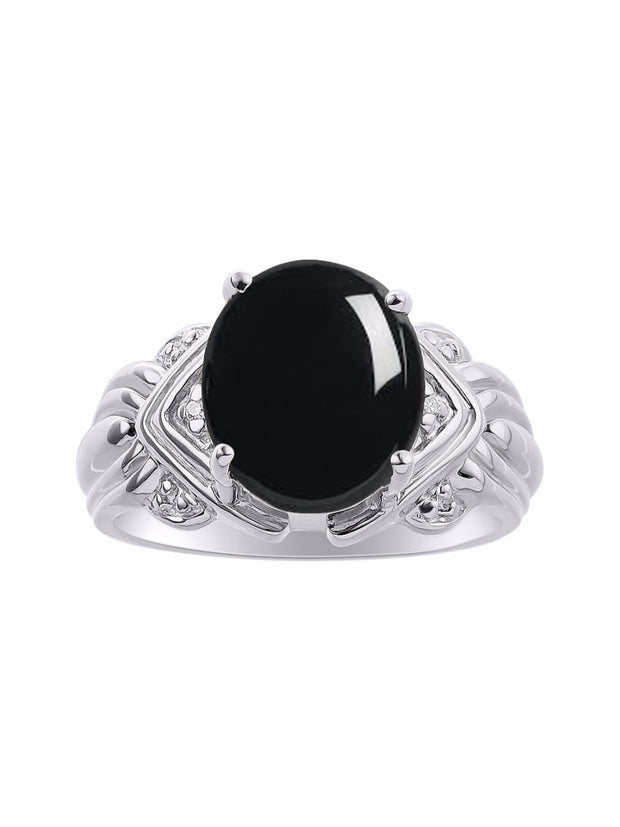 Rylos 14K White Gold Ring with 12X10MM Gemstone & Diamonds  Striking Ring for Middle or Pointer Finger  Exquisite Color Stone Jewelry for Women  Available in Sizes 5-13