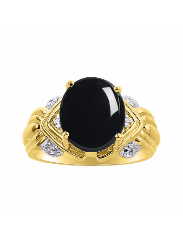 Rylos 14K Yellow Gold Ring with 12X10MM Gemstone & Diamonds  Striking Ring for Middle or Pointer Finger  Exquisite Color Stone Jewelry for Women  Available in Sizes 5-13