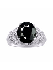 Rylos 14K White Gold Ring with 12X10MM Gemstone & Diamonds  Striking Ring for Middle or Pointer Finger  Exquisite Color Stone Jewelry for Women  Available in Sizes 5-13