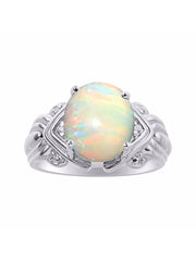 Rylos Ring with 12X10MM Gemstone & Diamonds  Striking Ring for Middle or Pointer Finger  Elegant Sterling Silver Jewelry for Women  Available in Sizes 5-13