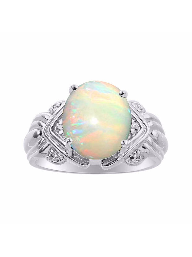 Rylos Ring with 12X10MM Gemstone & Diamonds  Striking Ring for Middle or Pointer Finger  Elegant Sterling Silver Jewelry for Women  Available in Sizes 5-13