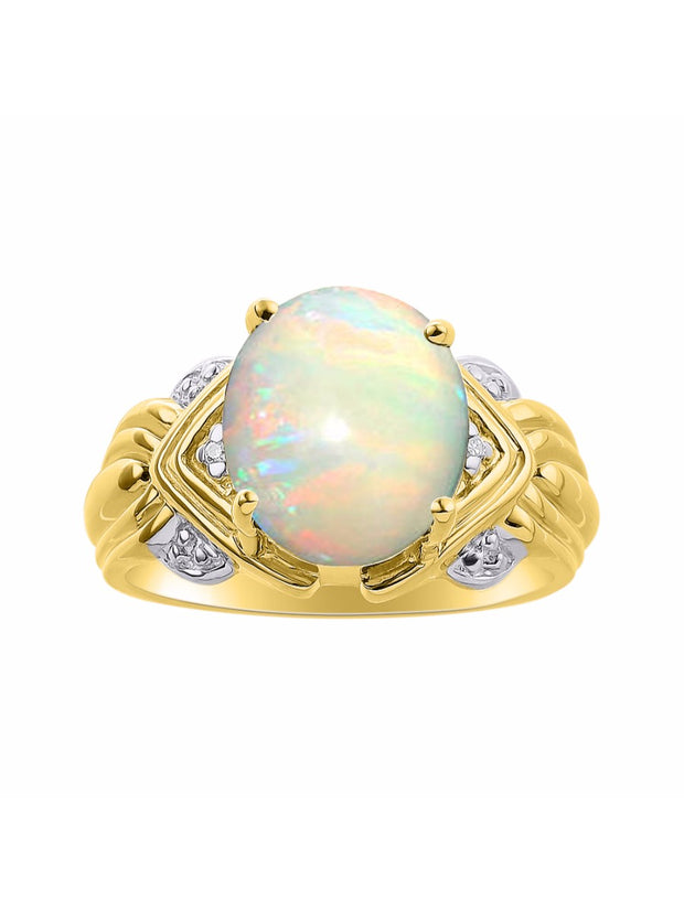 Rylos Ring with 12X10MM Gemstone & Diamonds  Striking Ring for Middle or Pointer Finger  Elegant Yellow Gold Plated Silver Jewelry for Women  Available in Sizes 5-13