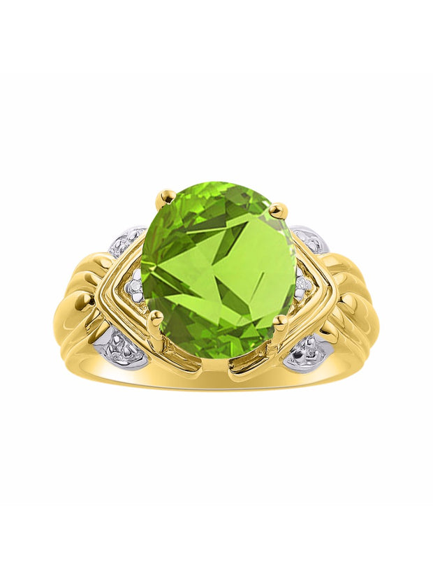 Rylos 14K Yellow Gold Ring with 12X10MM Gemstone & Diamonds  Striking Ring for Middle or Pointer Finger  Exquisite Color Stone Jewelry for Women  Available in Sizes 5-13