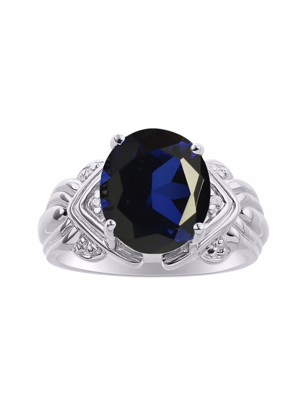 Rylos 14K White Gold Ring with 12X10MM Gemstone & Diamonds  Striking Ring for Middle or Pointer Finger  Exquisite Color Stone Jewelry for Women  Available in Sizes 5-13