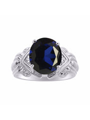 Rylos Ring with 12X10MM Gemstone & Diamonds  Striking Ring for Middle or Pointer Finger  Elegant Sterling Silver Jewelry for Women  Available in Sizes 5-13