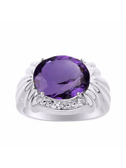 Rylos Ring with 12X10MM Gemstone & Diamonds  Striking Ring for Middle or Pointer Finger  Exquisite Jewelry for Women in Sterling Silver  Available in Sizes 5-13