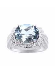 Rylos Ring with 12X10MM Gemstone & Diamonds  Striking Ring for Middle or Pointer Finger  Exquisite Jewelry for Women in Sterling Silver  Available in Sizes 5-13