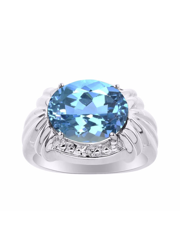 Rylos 14K White Gold Ring with 12X10MM Gemstone & Diamonds  Stunning Ring for Middle or Pointer Finger  Exquisite Color Stone Jewelry for Women  Available in Sizes 5-13