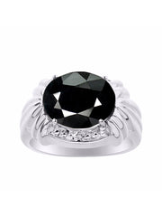 Rylos Ring with 12X10MM Gemstone & Diamonds  Striking Ring for Middle or Pointer Finger  Exquisite Jewelry for Women in Sterling Silver  Available in Sizes 5-13