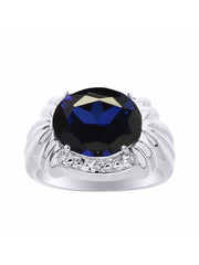 Rylos Ring with 12X10MM Gemstone & Diamonds  Striking Ring for Middle or Pointer Finger  Exquisite Jewelry for Women in Sterling Silver  Available in Sizes 5-13