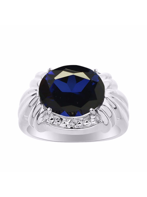 Rylos Ring with 12X10MM Gemstone & Diamonds  Striking Ring for Middle or Pointer Finger  Exquisite Jewelry for Women in Sterling Silver  Available in Sizes 5-13