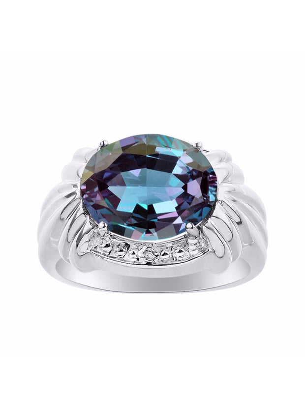 Rylos 14K White Gold Ring with 12X10MM Gemstone & Diamonds  Stunning Ring for Middle or Pointer Finger  Exquisite Color Stone Jewelry for Women  Available in Sizes 5-13