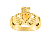 Rylos Rings 14K Gold Plated Silver Claddah Love, Loyalty & Friendship Heart 6MM Gem Irish Wedding Band Claddagh Rings Birthstone Jewelry for Women Sterling Silver Rings for Women & Men Size 5-13