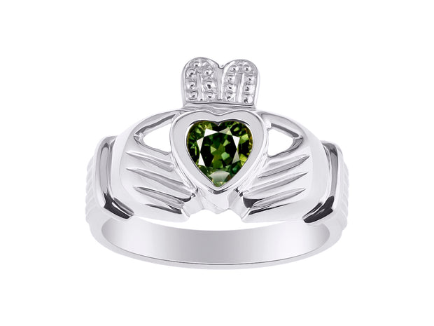 Rylos Rings Sterling Silver Claddah Love, Loyalty & Friendship Heart 6MM Gem Irish Wedding Band Claddagh Rings Birthstone Jewelry for Women Sterling Silver Rings for Women & Men Size 5-13