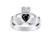 Rylos 14K White Gold Claddagh Ring Love, Loyalty & Friendship Heart 6MM Gem Irish Wedding Band - Exquisite Birthstone Jewelry for Women & Men - Available in Sizes 5-13