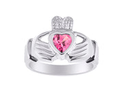 Rylos 14K White Gold Claddagh Ring Love, Loyalty & Friendship Heart 6MM Gem Irish Wedding Band - Exquisite Birthstone Jewelry for Women & Men - Available in Sizes 5-13