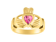 Rylos Rings 14K Gold Plated Silver Claddah Love, Loyalty & Friendship Heart 6MM Gem Irish Wedding Band Claddagh Rings Birthstone Jewelry for Women Sterling Silver Rings for Women & Men Size 5-13