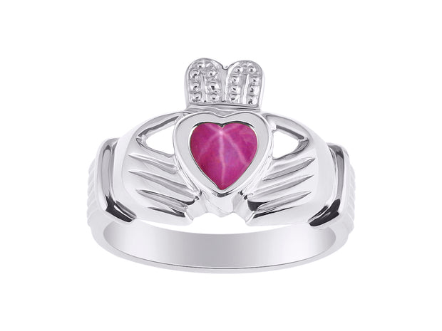 Rylos 14K White Gold Claddagh Ring Love, Loyalty & Friendship Heart 6MM Gem Irish Wedding Band - Exquisite Birthstone Jewelry for Women & Men - Available in Sizes 5-13