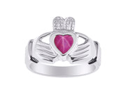 Rylos Rings Sterling Silver Claddah Love, Loyalty & Friendship Heart 6MM Gem Irish Wedding Band Claddagh Rings Birthstone Jewelry for Women Sterling Silver Rings for Women & Men Size 5-13