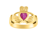 Rylos Rings 14K Gold Plated Silver Claddah Love, Loyalty & Friendship Heart 6MM Gem Irish Wedding Band Claddagh Rings Birthstone Jewelry for Women Sterling Silver Rings for Women & Men Size 5-13