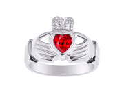 Rylos 14K White Gold Claddagh Ring Love, Loyalty & Friendship Heart 6MM Gem Irish Wedding Band - Exquisite Birthstone Jewelry for Women & Men - Available in Sizes 5-13