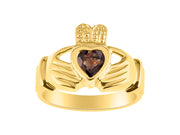 Rylos Rings 14K Gold Plated Silver Claddah Love, Loyalty & Friendship Heart 6MM Gem Irish Wedding Band Claddagh Rings Birthstone Jewelry for Women Sterling Silver Rings for Women & Men Size 5-13