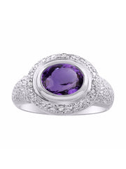 Rylos Classic Ring with 9X7MM Oval Gemstone & Diamonds  Radiant Color Stone Jewelry for Women in Sterling Silver  Available in Sizes 5-13