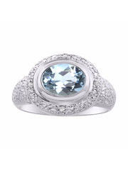 Rylos Classic Ring with 9X7MM Oval Gemstone & Diamonds  Radiant Color Stone Jewelry for Women in Sterling Silver  Available in Sizes 5-13