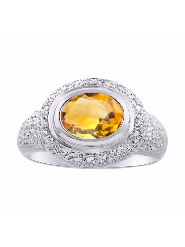 Rylos Classic Ring with 9X7MM Oval Gemstone & Diamonds  Radiant Color Stone Jewelry for Women in Sterling Silver  Available in Sizes 5-13