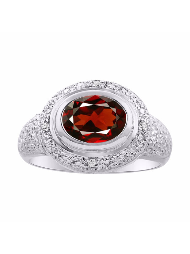 Rylos Classic Ring with 9X7MM Oval Gemstone & Diamonds  Radiant Color Stone Jewelry for Women in Sterling Silver  Available in Sizes 5-13