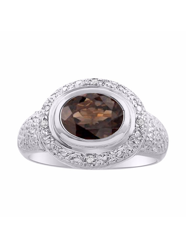 Rylos Classic Ring with 9X7MM Oval Gemstone & Diamonds  Radiant Color Stone Jewelry for Women in Sterling Silver  Available in Sizes 5-13