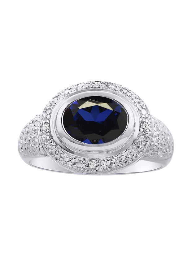 Rylos Classic Ring with 9X7MM Oval Gemstone & Diamonds  Radiant Color Stone Jewelry for Women in Sterling Silver  Available in Sizes 5-13