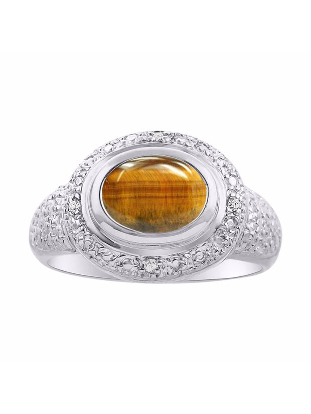 Rylos Classic Ring with 9X7MM Oval Gemstone & Diamonds  Radiant Color Stone Jewelry for Women in Sterling Silver  Available in Sizes 5-13