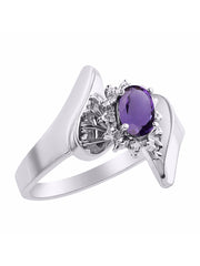 Rylos 14K White Gold Floral Designer Ring with 6X4MM Oval Gemstone & Sparkling Diamonds - Birthstone Jewelry for Women - Available in Sizes 5 to 10 Embrace Elegance!