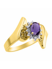 Rylos 14K Yellow Gold Floral Designer Ring with 6X4MM Oval Gemstone & Sparkling Diamonds - Birthstone Jewelry for Women - Available in Sizes 5 to 10 Embrace Elegance!