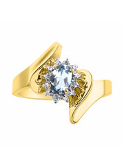 Rylos 14K Yellow Gold Floral Designer Ring with 6X4MM Oval Gemstone & Sparkling Diamonds - Birthstone Jewelry for Women - Available in Sizes 5 to 10 Embrace Elegance!