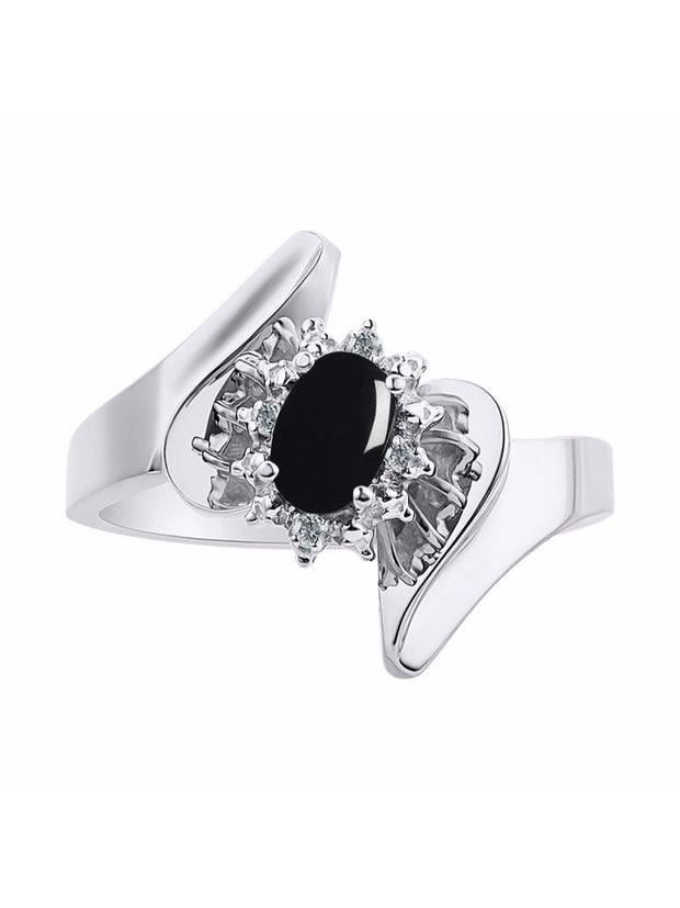 Rylos 14K White Gold Floral Designer Ring with 6X4MM Oval Gemstone & Sparkling Diamonds - Birthstone Jewelry for Women - Available in Sizes 5 to 10 Embrace Elegance!