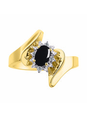 Rylos 14K Yellow Gold Floral Designer Ring with 6X4MM Oval Gemstone & Sparkling Diamonds - Birthstone Jewelry for Women - Available in Sizes 5 to 10 Embrace Elegance!