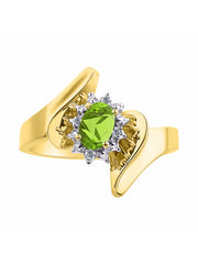 Rylos 14K Yellow Gold Floral Designer Ring with 6X4MM Oval Gemstone & Sparkling Diamonds - Birthstone Jewelry for Women - Available in Sizes 5 to 10 Embrace Elegance!