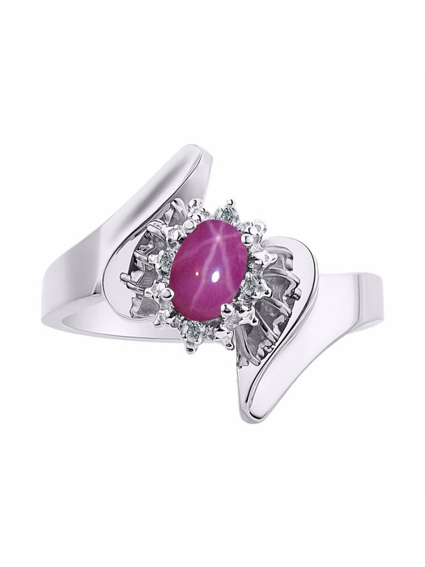 Rylos 14K White Gold Floral Designer Ring with 6X4MM Oval Gemstone & Sparkling Diamonds - Birthstone Jewelry for Women - Available in Sizes 5 to 10 Embrace Elegance!