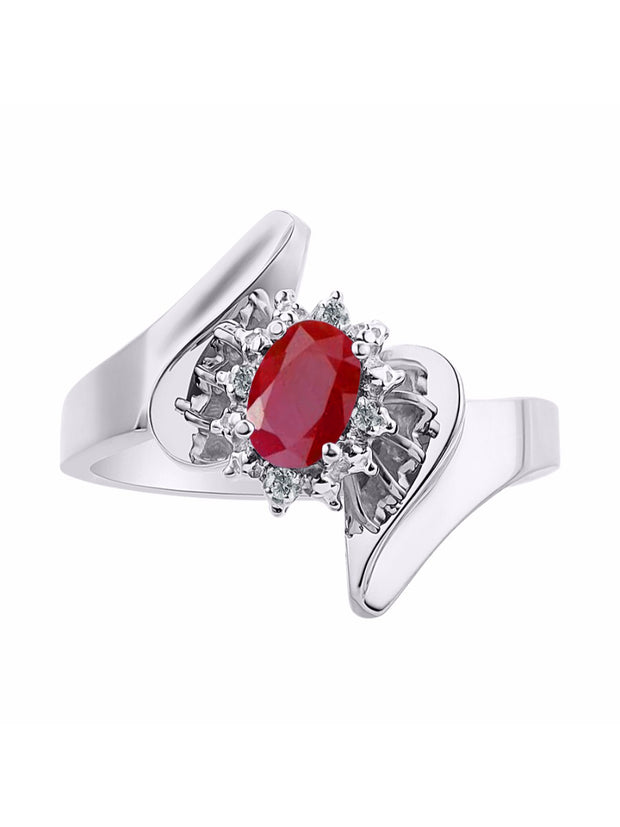 Rylos 14K White Gold Floral Designer Ring with 6X4MM Oval Gemstone & Sparkling Diamonds - Birthstone Jewelry for Women - Available in Sizes 5 to 10 Embrace Elegance!