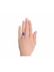 Rylos Rings for Women Sterling Silver Designer 16X12MM Emerald Cut Gemstone & Diamond Ring Center Jewelry Sizes 5-13