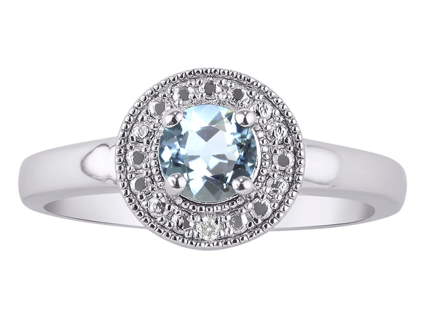 Rylos Halo Ring with Round 4MM Gemstone & Diamonds  Elegant Birthstone Jewelry for Women in Sterling Silver  Available in Sizes 5-10