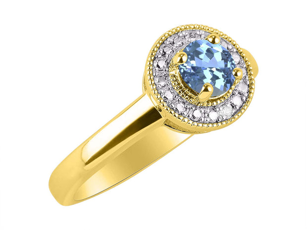 Rylos 14K Yellow Gold Halo Ring with Round 4MM Gemstone & Diamonds  Exquisite Color Stone Birthstone Jewelry for Women  Available in Sizes 5-10