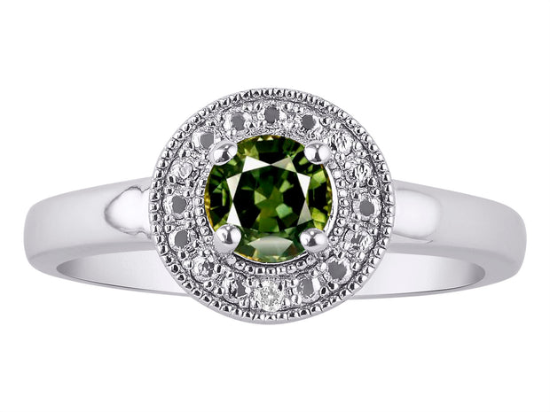 Rylos Halo Ring with Round 4MM Gemstone & Diamonds  Elegant Birthstone Jewelry for Women in Sterling Silver  Available in Sizes 5-10