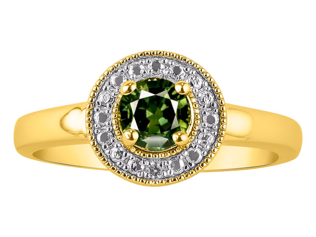 Rylos 14K Yellow Gold Halo Ring with Round 4MM Gemstone & Diamonds  Exquisite Color Stone Birthstone Jewelry for Women  Available in Sizes 5-10