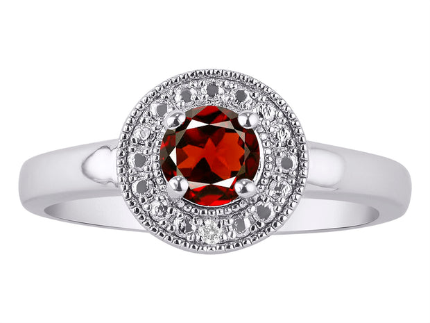 Rylos Halo Ring with Round 4MM Gemstone & Diamonds  Elegant Birthstone Jewelry for Women in Sterling Silver  Available in Sizes 5-10