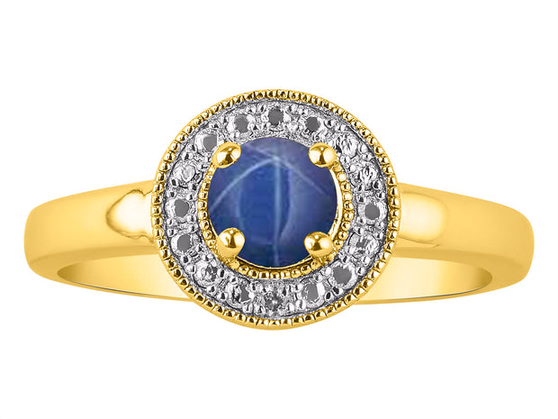 Rylos Halo Ring with Round 4MM Gemstone & Diamonds  Elegant Birthstone Jewelry for Women in Yellow Gold Plated Silver  Available in Sizes 5-10