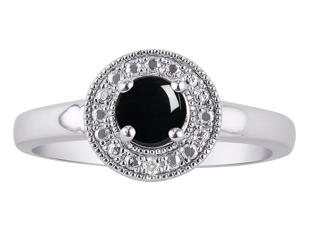 Rylos Halo Ring with Round 4MM Gemstone & Diamonds  Elegant Birthstone Jewelry for Women in Sterling Silver  Available in Sizes 5-10